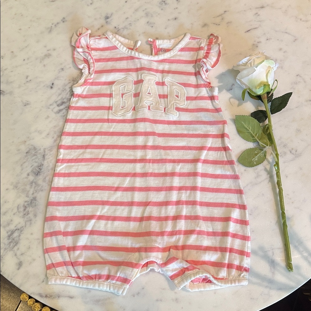 GAP Baby Romper with Pink and White Stripes